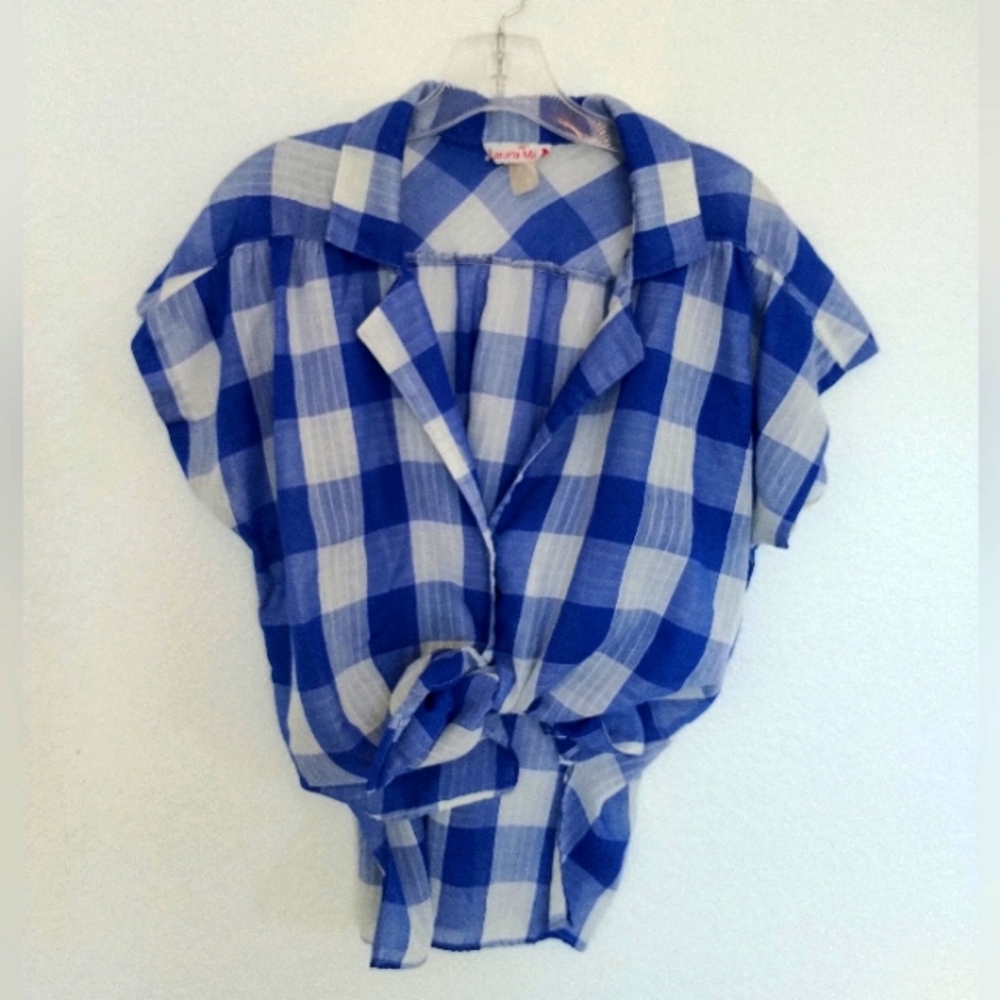 🐟VTG 60s Laura Mae plaid cap sleeve top